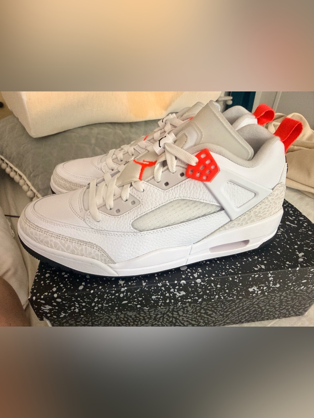 Jordan White Sneakers with Red Accents